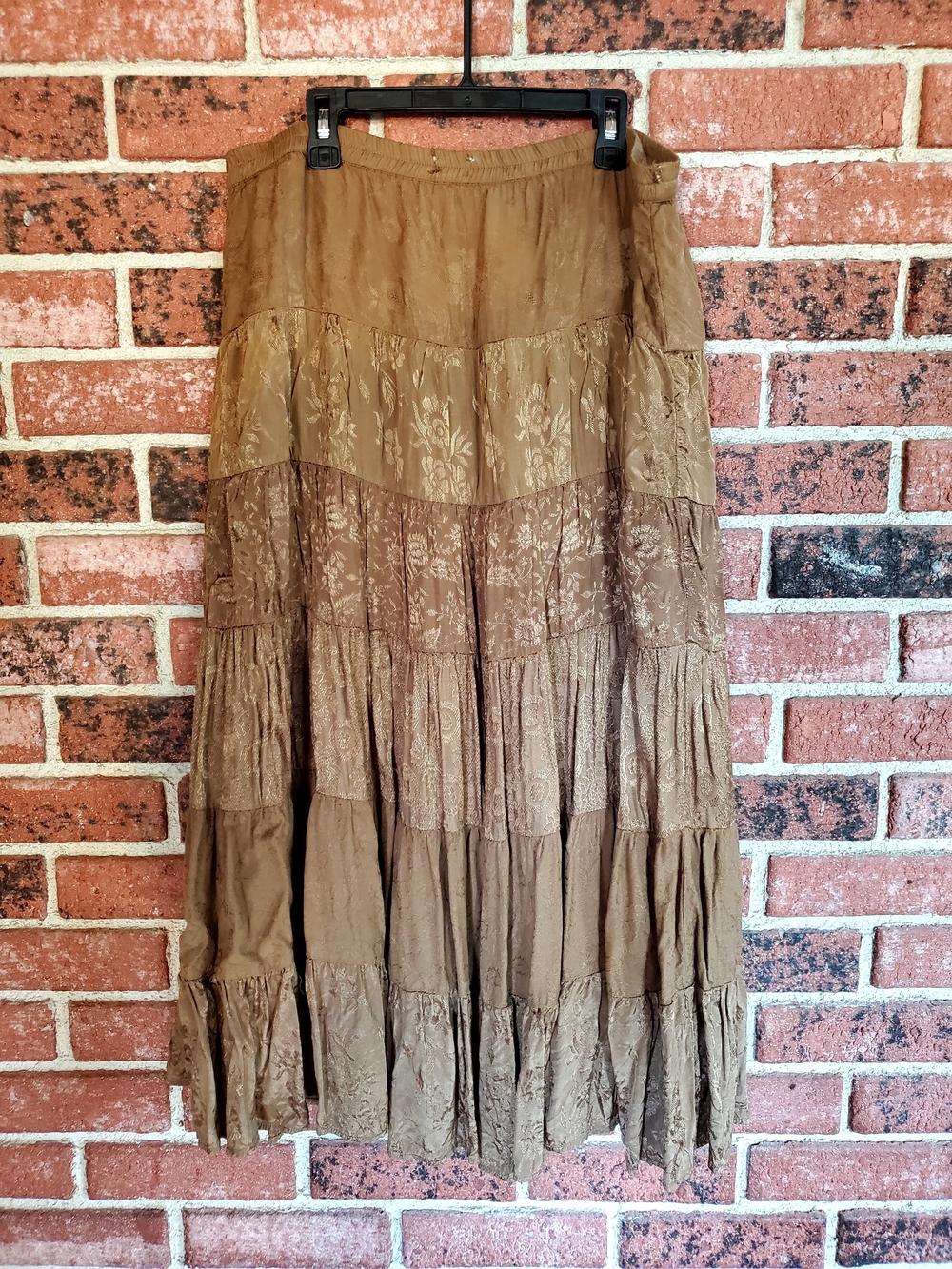 Coldwater Creek Tiered Floral Maxi Skirt in Brown